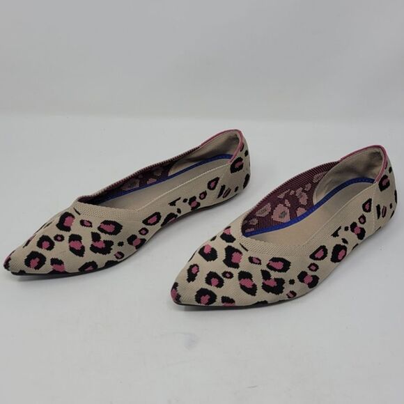 Jet Accompagne Toujours Knit Leopard Print Pointed Flat Shoes - Picture 5 of 6